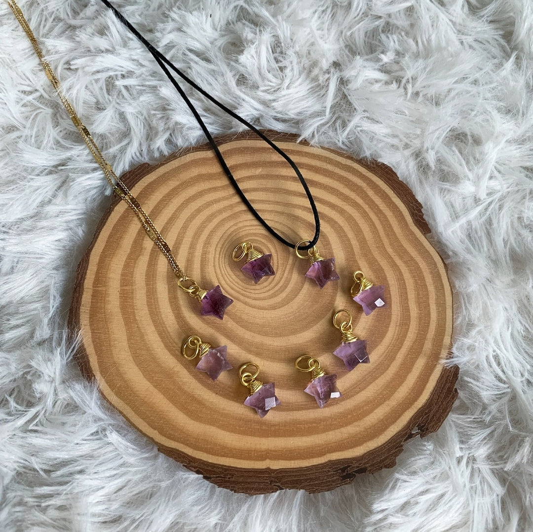 Amethyst Stern Anhänger mit vergoldeter 925 Silber Öse - SoulGlow - Amethyst, Anhänger mit Öse, balance
