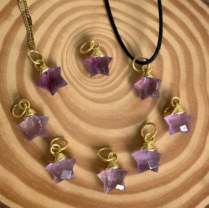 Amethyst Stern Anhänger mit vergoldeter 925 Silber Öse - SoulGlow - Amethyst, Anhänger mit Öse, balance