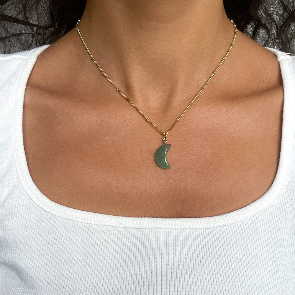 Aventurin Mond Anhänger - SoulGlow - Anhänger, Anhänger mit Öse, Antrieb