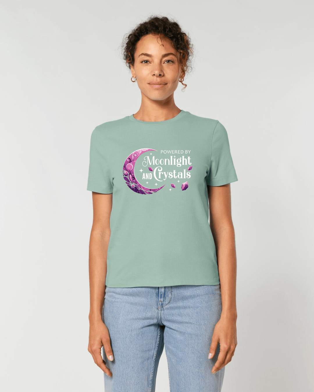 Moonlight and Crystals - Fitted Ladies Organic Shirt - SoulGlow - Englisch, Fitted Ladies Organic Shirt, Kleidung