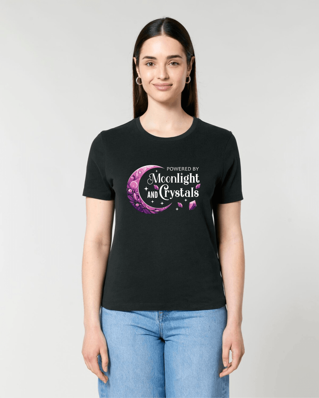 Moonlight and Crystals - Fitted Ladies Organic Shirt - SoulGlow - Englisch, Fitted Ladies Organic Shirt, Kleidung