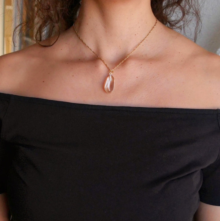 Natur Citrin Anhänger - SoulGlow - Anhänger, Anhänger mit Öse, Baumwollband