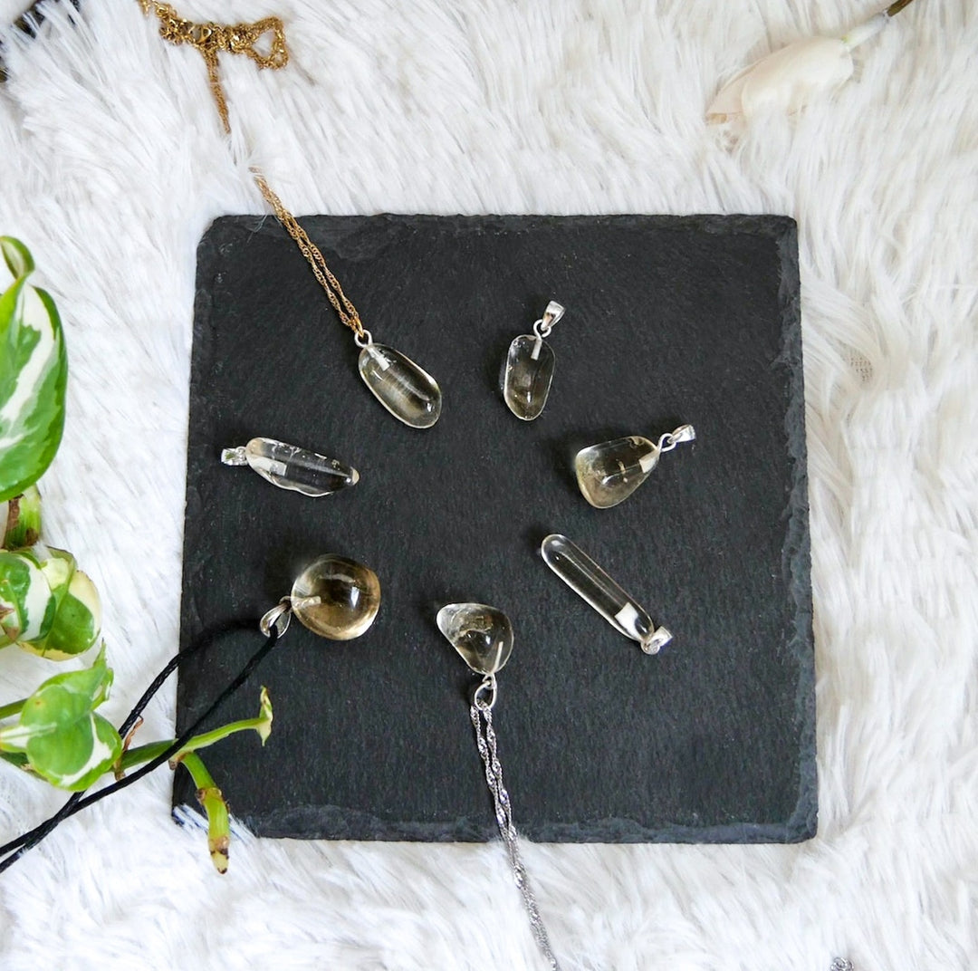 Natur Citrin Anhänger - SoulGlow - Anhänger, Anhänger mit Öse, Baumwollband