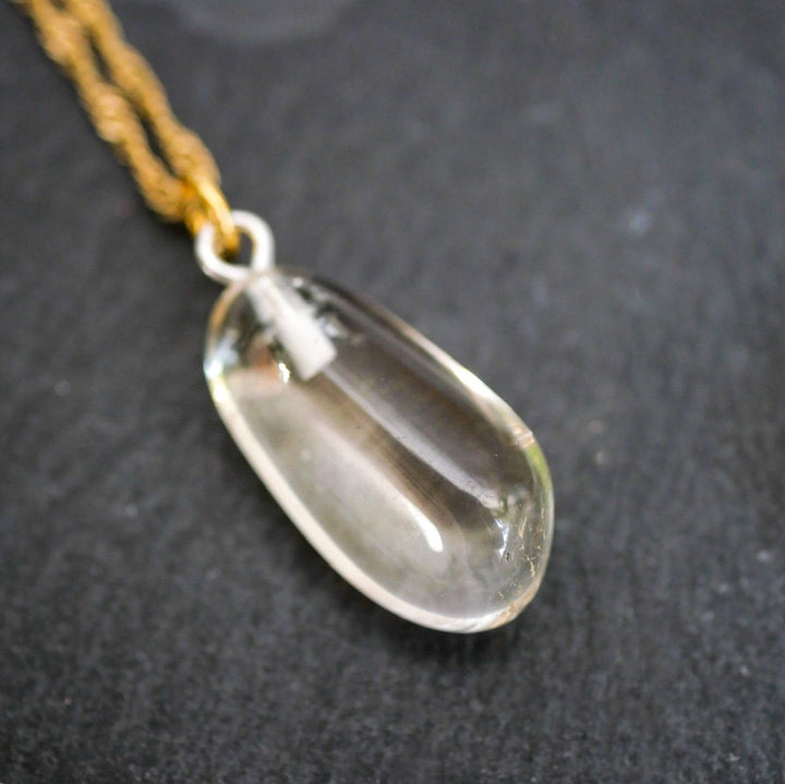 Natur Citrin Anhänger - SoulGlow - Anhänger, Anhänger mit Öse, Baumwollband