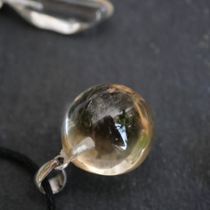 Natur Citrin Anhänger - SoulGlow - Anhänger, Anhänger mit Öse, Baumwollband