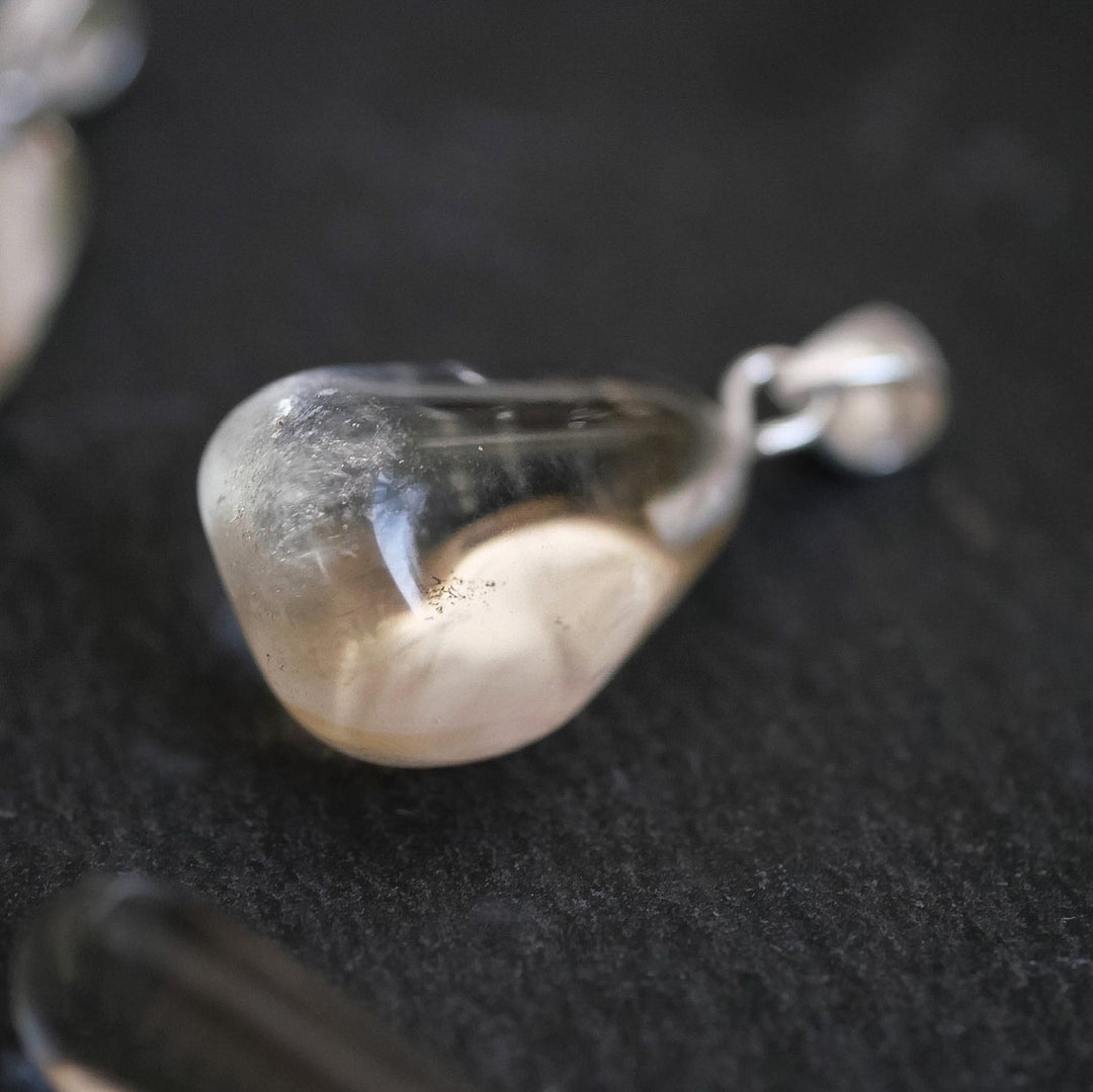 Natur Citrin Anhänger - SoulGlow - Anhänger, Anhänger mit Öse, Baumwollband