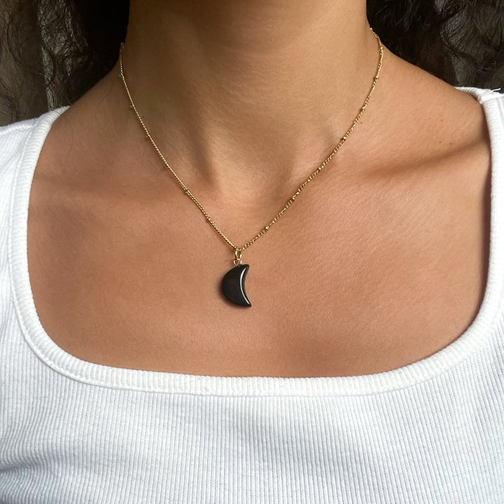 Obsidian Mond Anhänger - SoulGlow - Anhänger, Anhänger mit Öse, balance