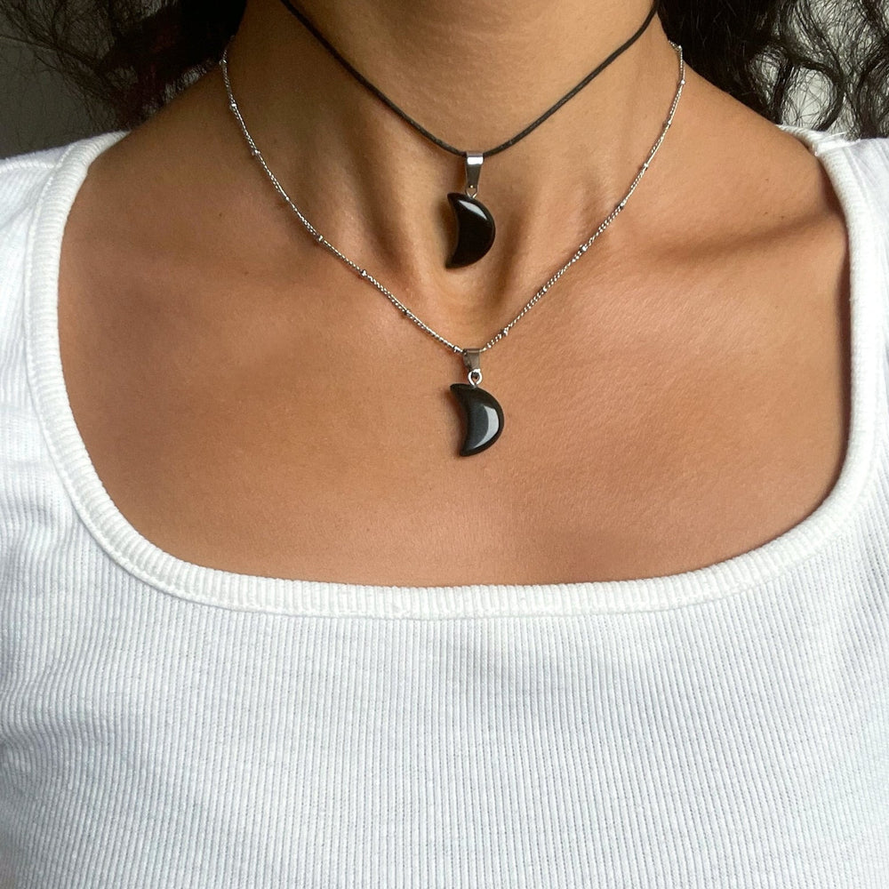 Obsidian Mond Anhänger - SoulGlow - Anhänger, Anhänger mit Öse, balance