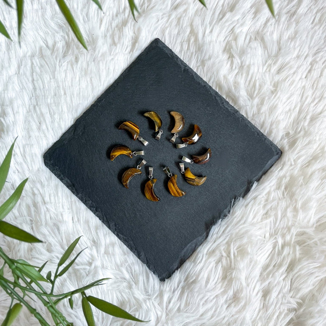 Tigerauge Mond Anhänger - SoulGlow - Anhänger mit Öse, balance, braun