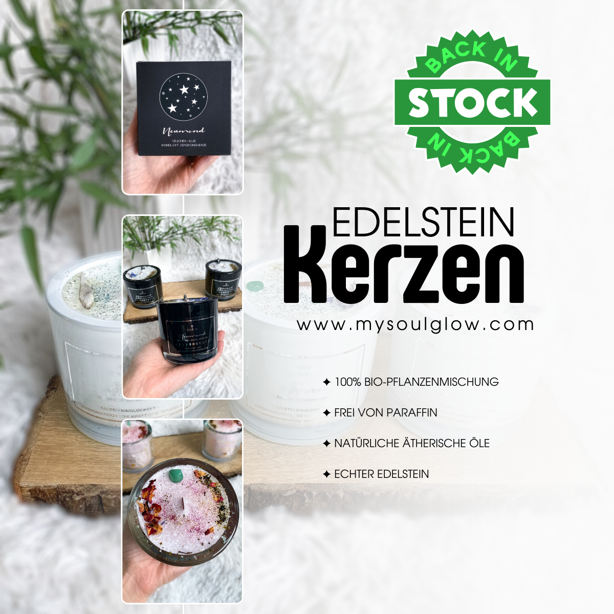 SoulGlow Edelstein Kerzen - Back in Stock Mobile Banner 