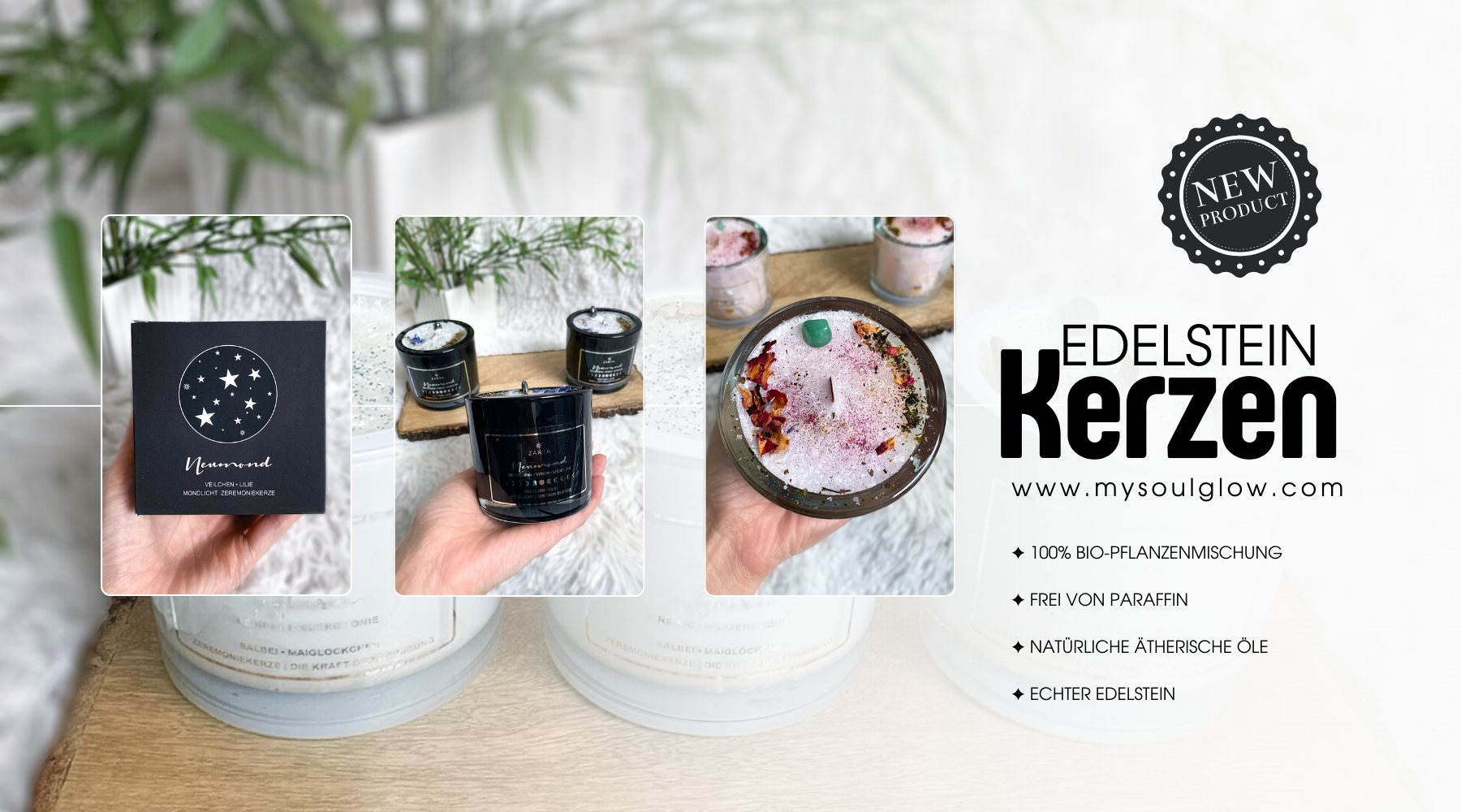 Hero Banner Edelstein Kerzen Neues Produkt