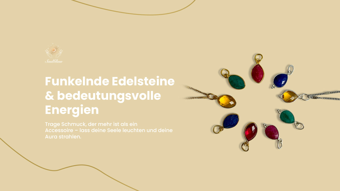SoulGlow Schmuck Banner Funkelnde Edelsteine