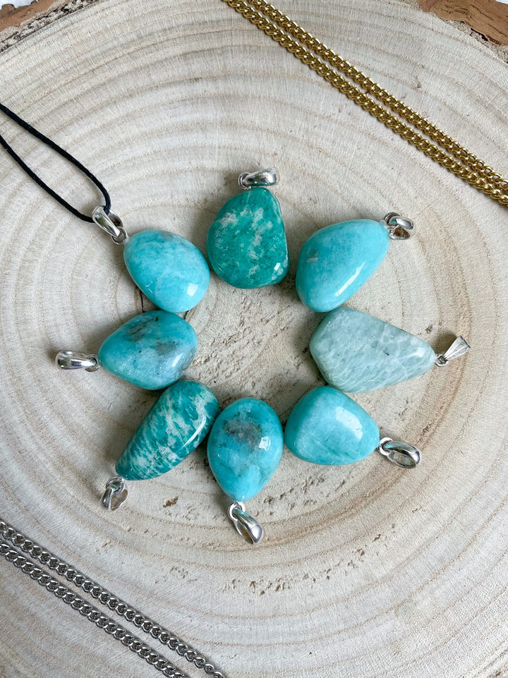 Amazonit Anhänger - SoulGlow - Anhänger mit Öse, balance, blau