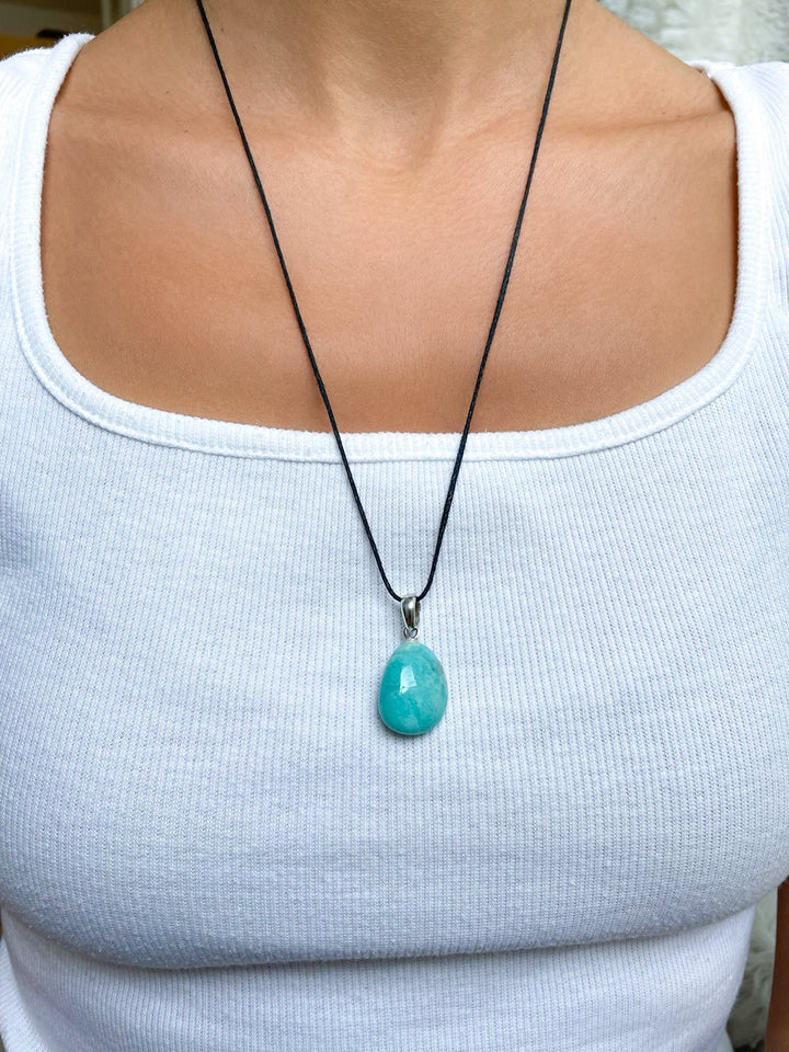 Amazonit Anhänger - SoulGlow - Anhänger mit Öse, balance, blau