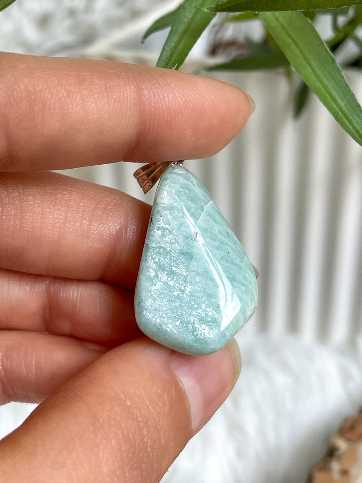 Amazonit Anhänger - SoulGlow - Anhänger mit Öse, balance, blau