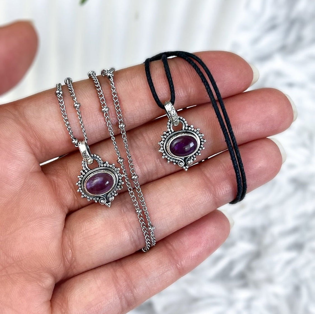 Amethyst Boho Anhänger aus 925 Silber - SoulGlow - 925er Silber, Amethyst, Anhänger mit Öse