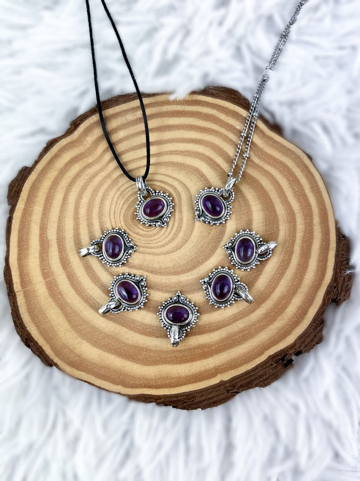 Amethyst Boho Anhänger aus 925 Silber - SoulGlow - 925er Silber, Amethyst, Anhänger mit Öse