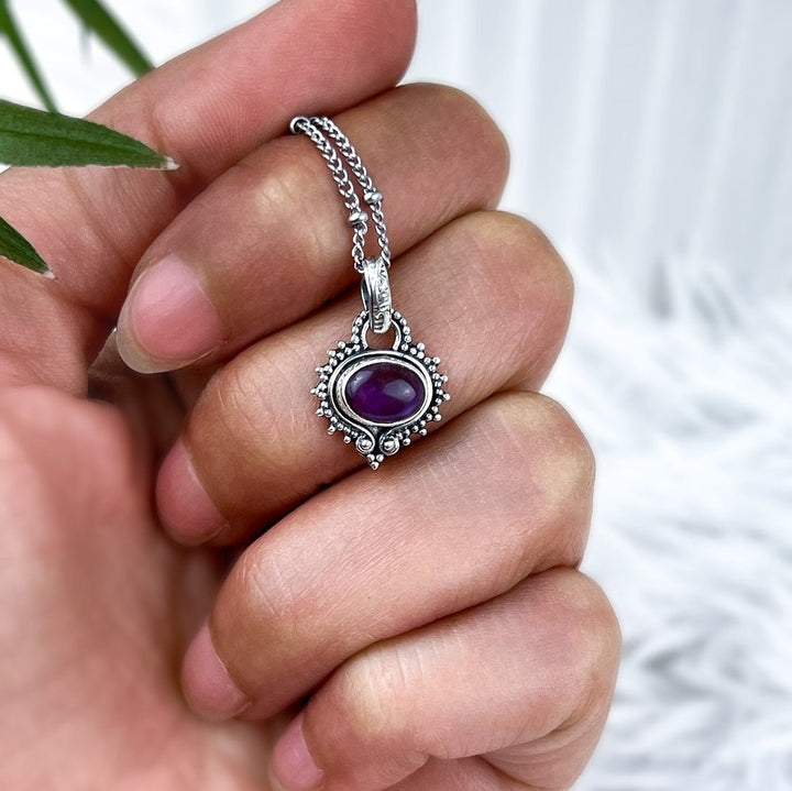 Amethyst Boho Anhänger aus 925 Silber - SoulGlow - 925er Silber, Amethyst, Anhänger mit Öse