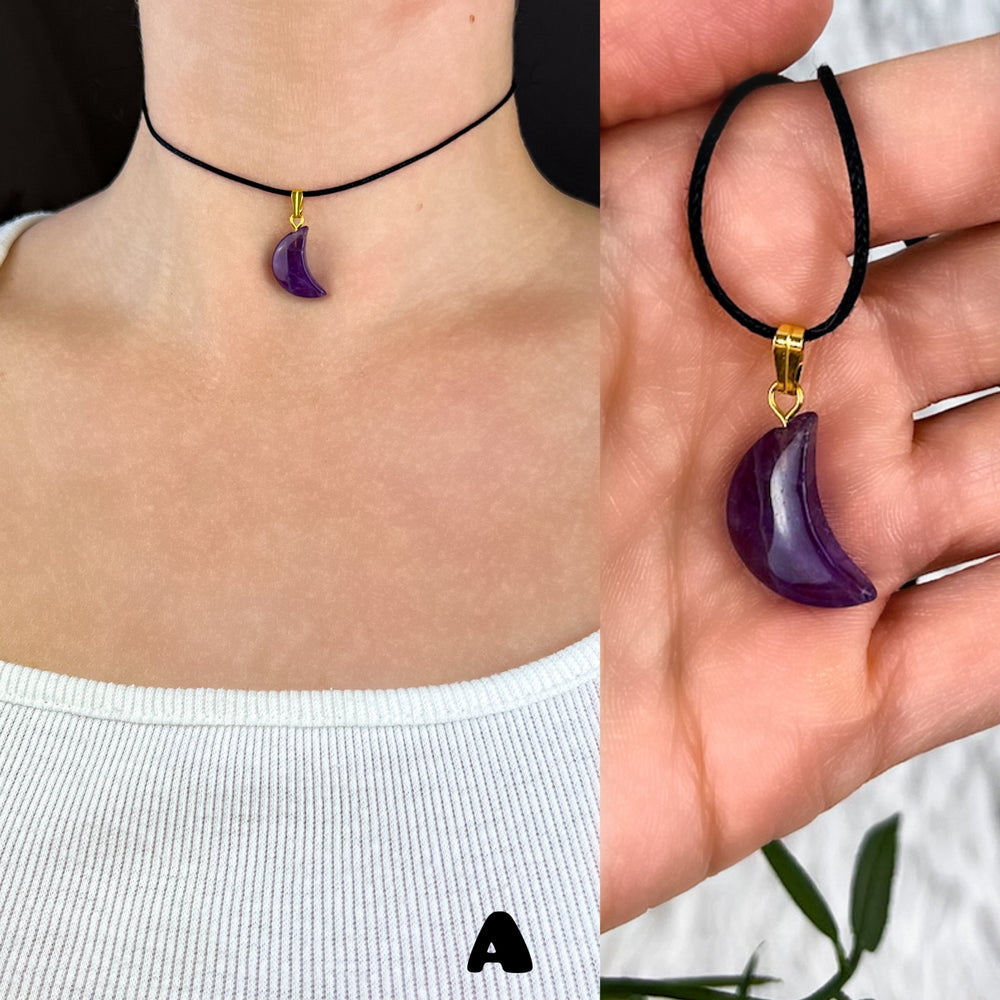 Amethyst Mond Anhänger | Unikate - SoulGlow - Amethyst, Anhänger mit Öse, balance