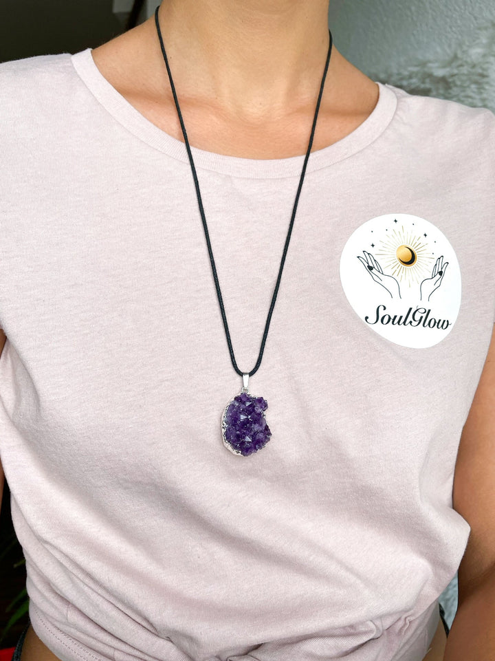 Amethyst Rohkristall Anhänger - SoulGlow - Amethyst, Anhänger mit Öse, balance