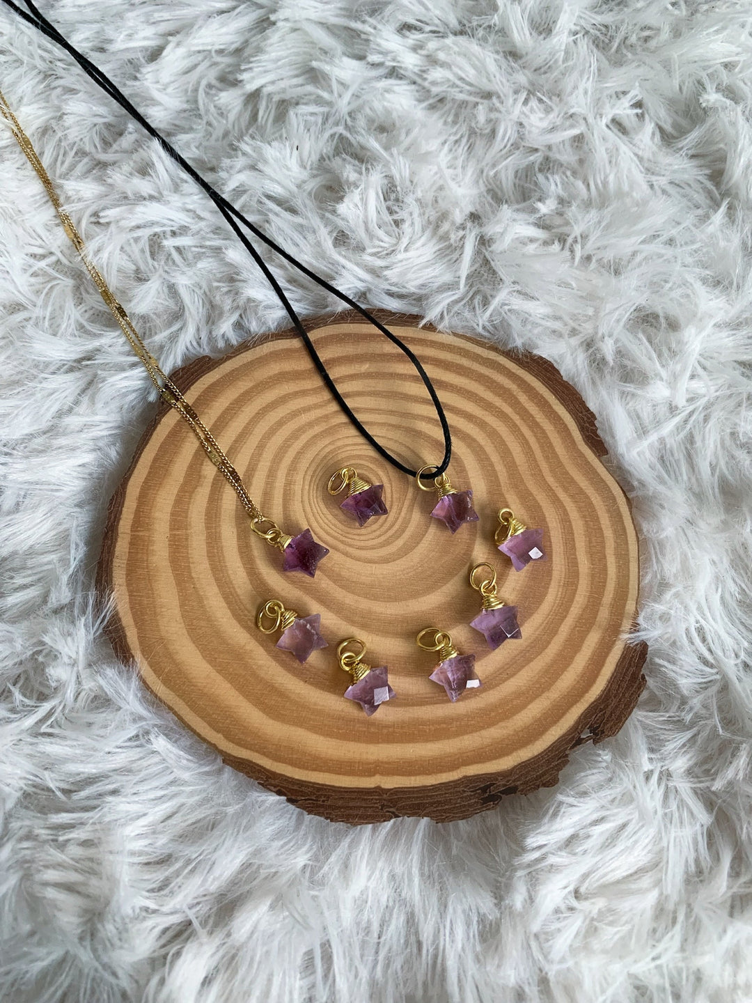 Amethyst Stern Anhänger mit vergoldeter 925 Silber Öse - SoulGlow - Amethyst, Anhänger mit Öse, balance