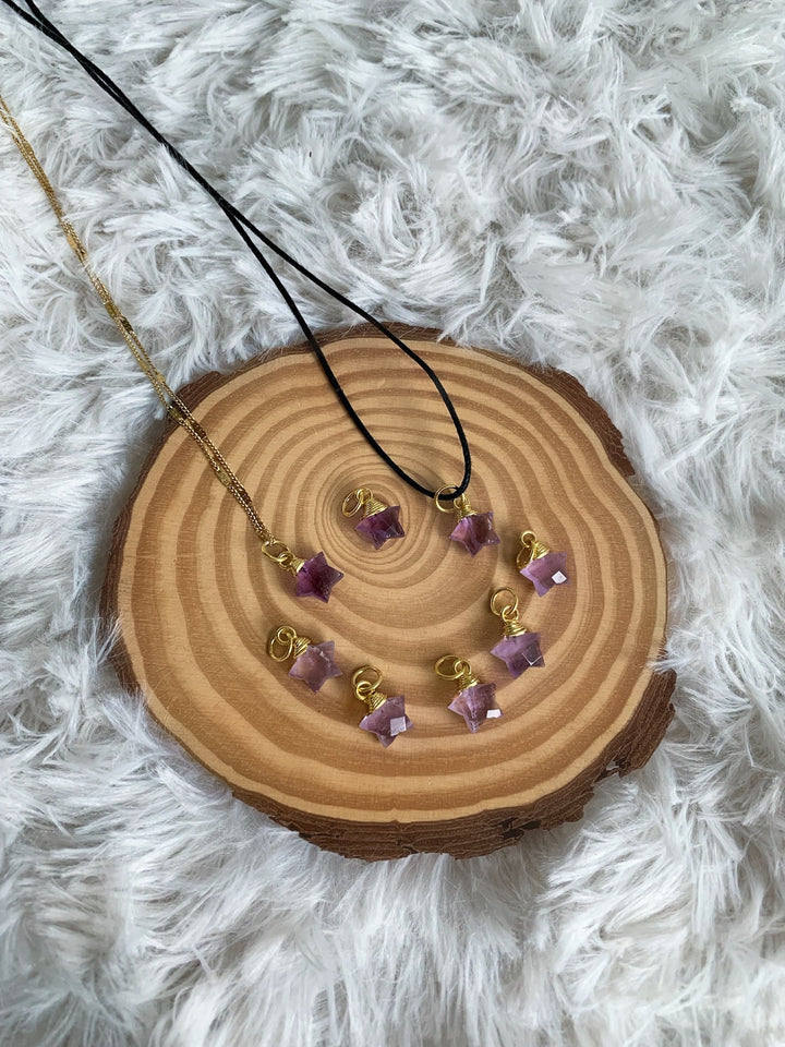 Amethyst Stern Anhänger mit vergoldeter 925 Silber Öse - SoulGlow - Amethyst, Anhänger mit Öse, balance