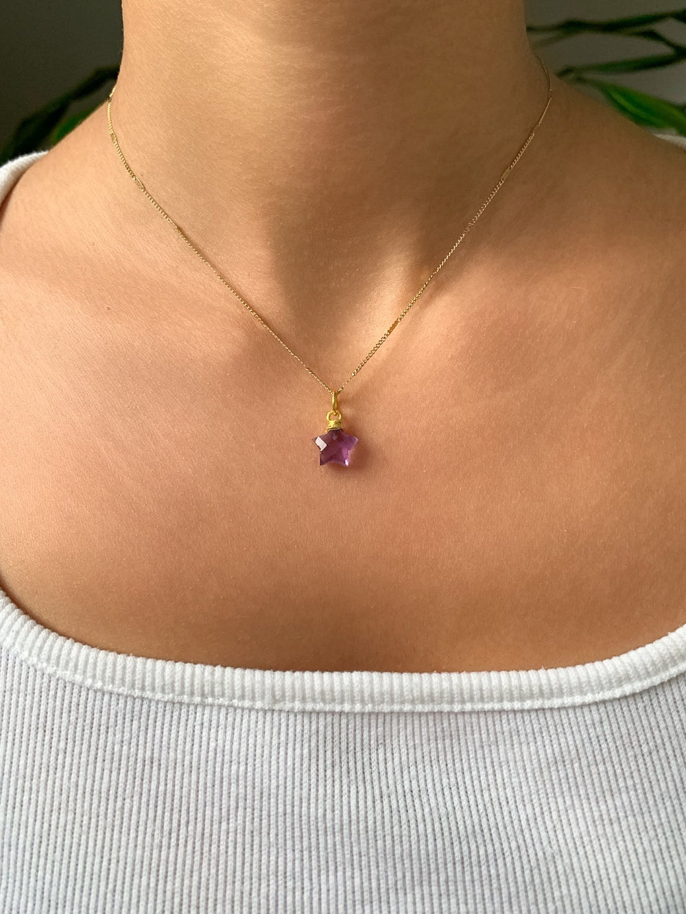 Amethyst Stern Anhänger mit vergoldeter 925 Silber Öse - SoulGlow - Amethyst, Anhänger mit Öse, balance