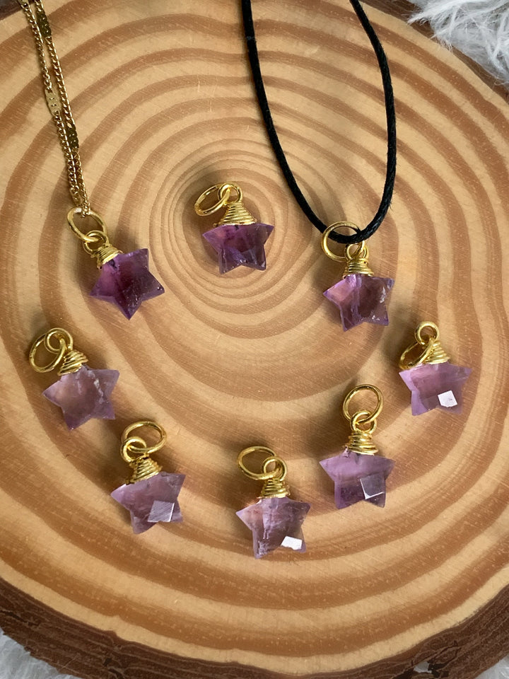 Amethyst Stern Anhänger mit vergoldeter 925 Silber Öse - SoulGlow - Amethyst, Anhänger mit Öse, balance