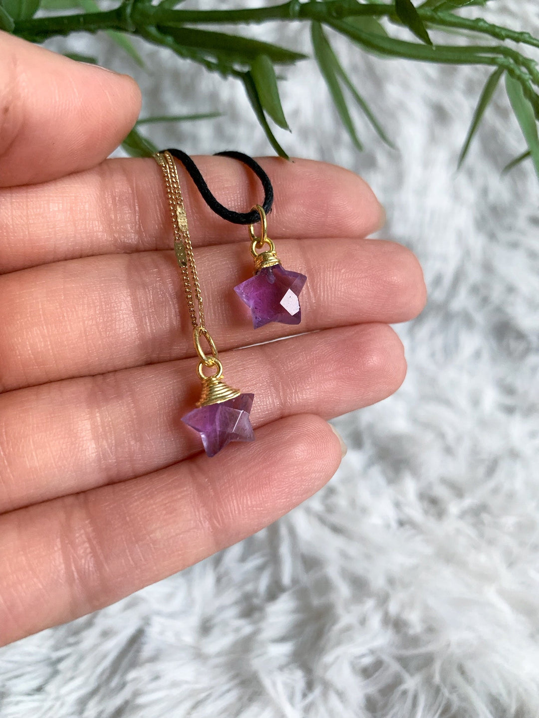 Amethyst Stern Anhänger mit vergoldeter 925 Silber Öse - SoulGlow - Amethyst, Anhänger mit Öse, balance
