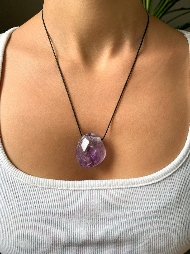 Amethyst Trommelstein Anhänger - SoulGlow - Amethyst, Anhänger, balance