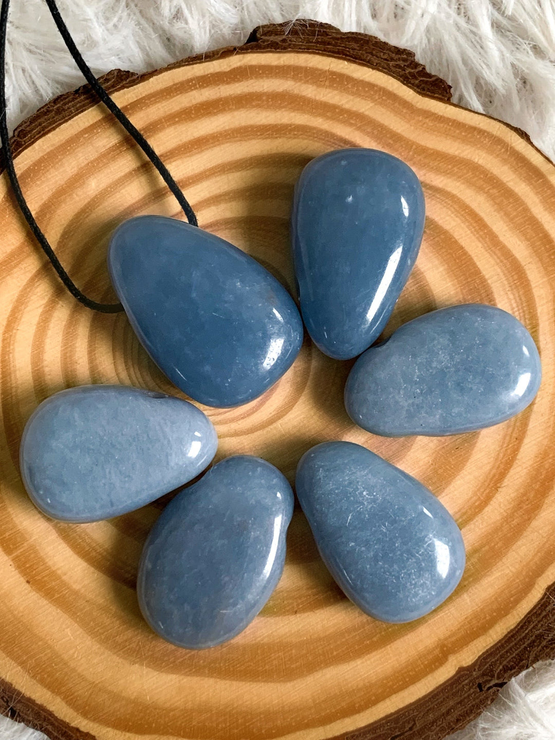 Angelit Anhänger oval - SoulGlow - Angelit, Anhydrit, Anhänger