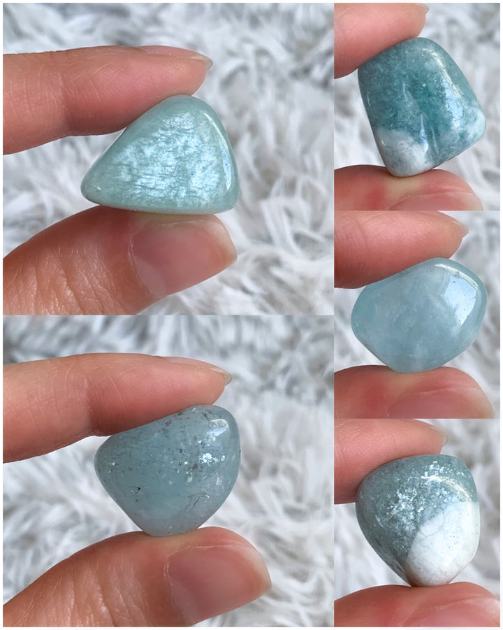 Aquamarin Trommelsteine - SoulGlow - _wf_cus, Aquamarin, balance