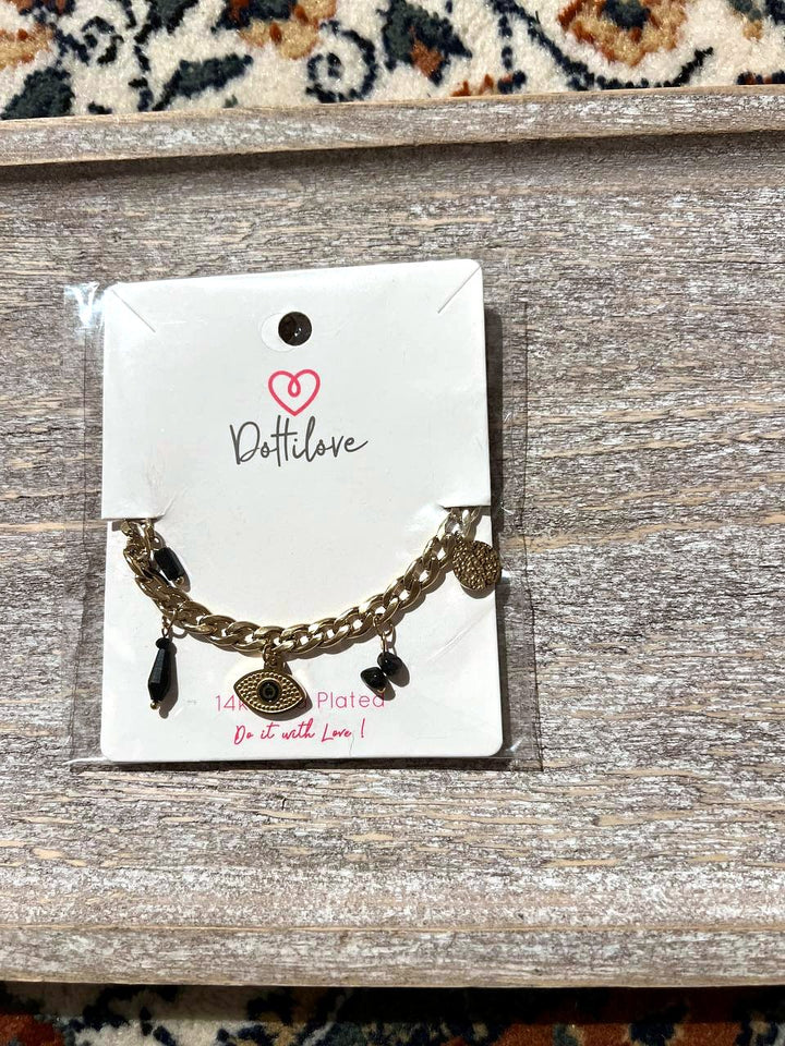 Panzerarmband mit Charms aus vergoldetem Edelstahl, 16+3 cm