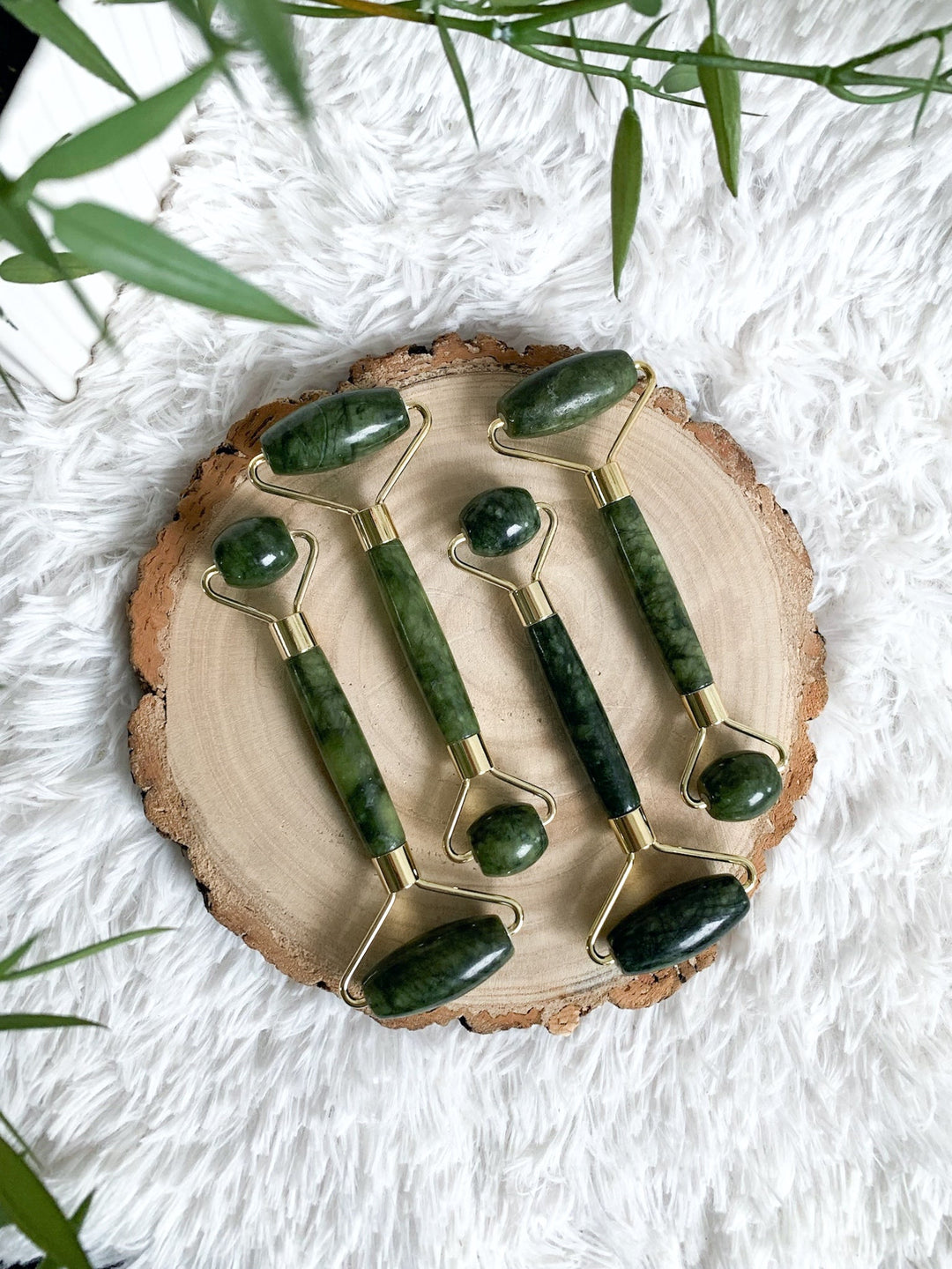 Beauty Massageroller - Rosenquarz, Jade Serpentin - SoulGlow - Aura, balance, grün