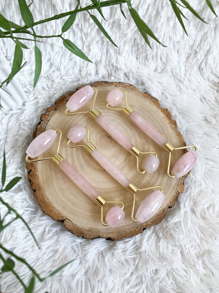 Beauty Massageroller - Rosenquarz, Jade Serpentin - SoulGlow - Aura, balance, grün