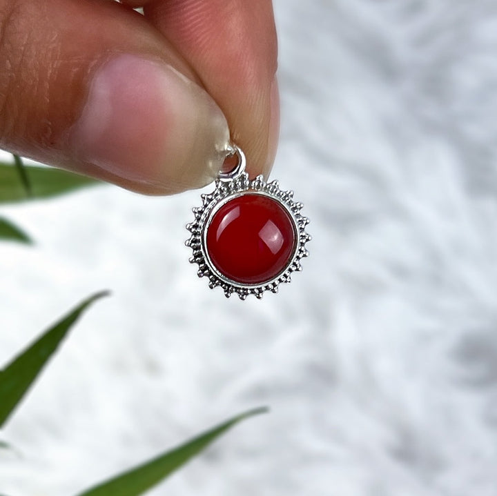 Carneol Sonnenanhänger aus 925 Silber - Boho - SoulGlow - 925er Silber, Anhänger mit Öse, Carneol