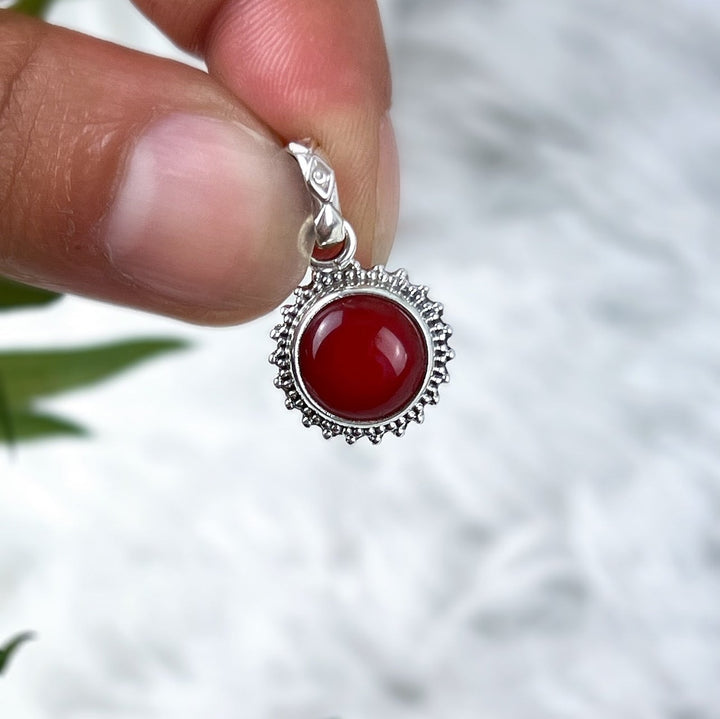 Carneol Sonnenanhänger aus 925 Silber - Boho - SoulGlow - 925er Silber, Anhänger mit Öse, Carneol