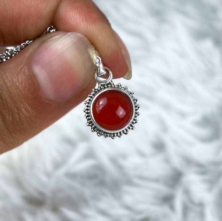 Carneol Sonnenanhänger aus 925 Silber - Boho - SoulGlow - 925er Silber, Anhänger mit Öse, Carneol