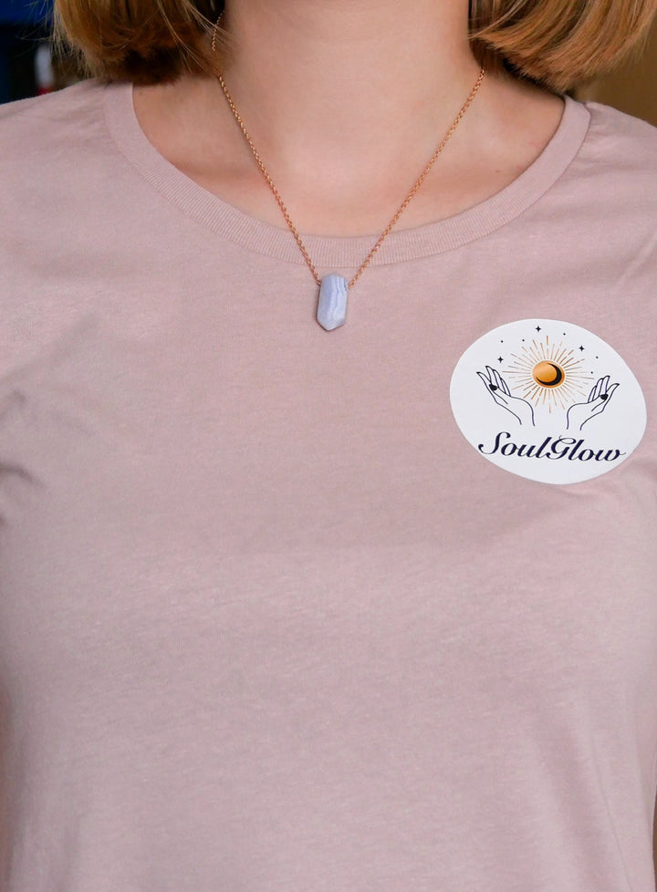 Chalcedon Spitze Anhänger - SoulGlow - Anhänger, balance, Baumwollband