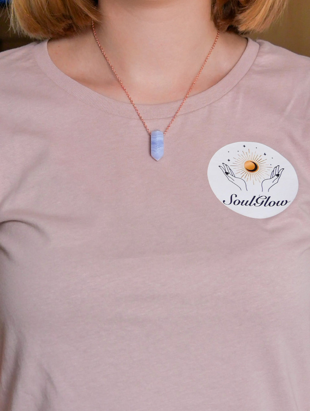 Chalcedon Spitze Anhänger - SoulGlow - Anhänger, balance, Baumwollband