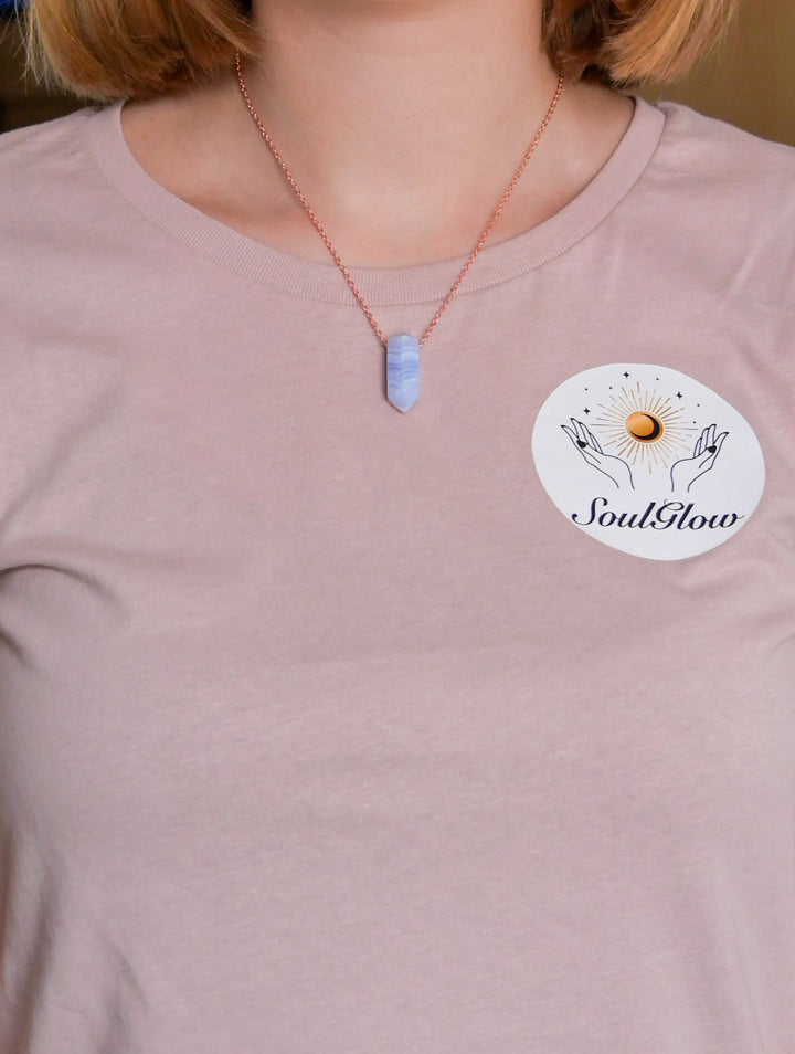 Chalcedon Spitze Anhänger - SoulGlow - Anhänger, balance, Baumwollband