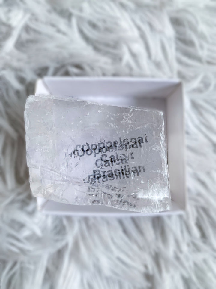 Doppelspat optischer Calcit Würfel - SoulGlow - Calcit, geschliffene Form, Kristall