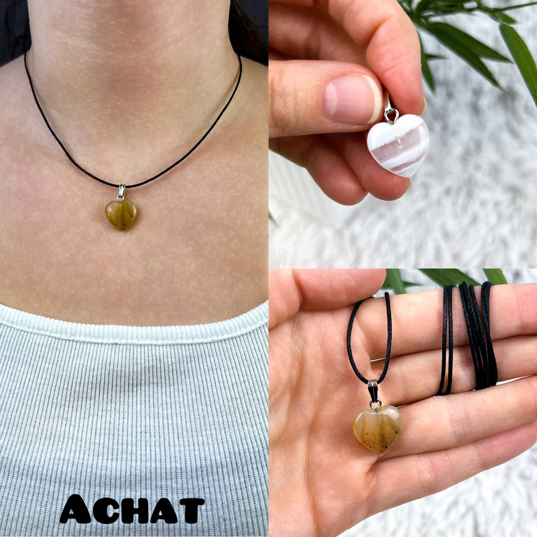 Edelstein Herz Anhänger verschiedene Arten - SoulGlow - Anhänger, Anhänger mit Öse, Aventurin