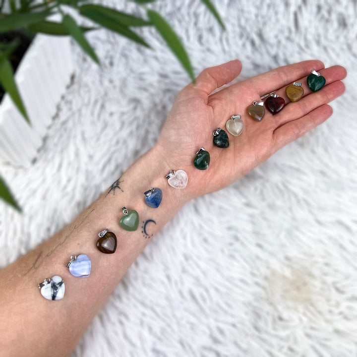 Edelstein Herz Anhänger verschiedene Arten - SoulGlow - Anhänger, Anhänger mit Öse, Aventurin