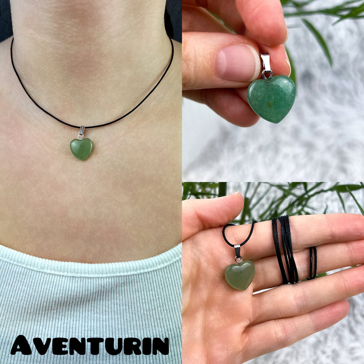 Edelstein Herz Anhänger verschiedene Arten - SoulGlow - Anhänger, Anhänger mit Öse, Aventurin