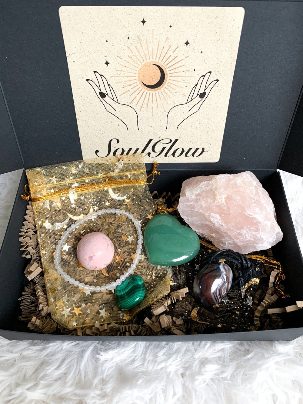 Geschenk Set mit 6 Artikeln | Goddess Time – Selbstliebe & Weiblichkeit - SoulGlow - achat, Aventurin, Geschenk