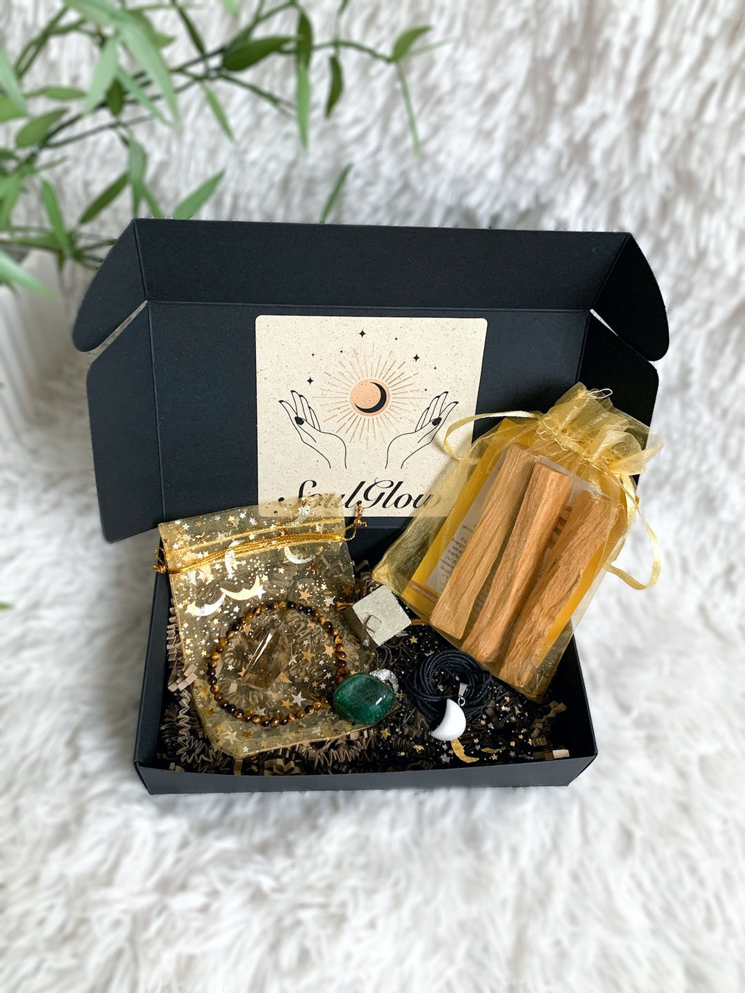Geschenk Set mit 6 Artikeln | New Moon Abundance - Manifestation & Fülle | Neumond - SoulGlow - Aventurin, citrin, Fülle