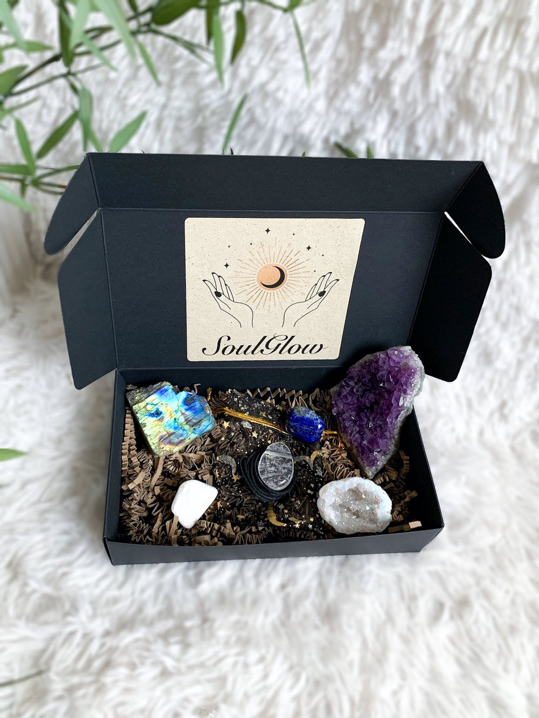 Geschenk Set mit 6 Artikeln | Soul Awakening - Intuition & Spiritualität - SoulGlow - Amethyst, Angel Aura, balance