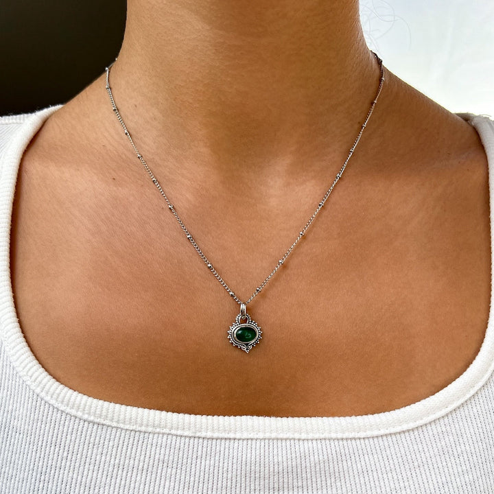Grüner Chalcedon Boho Anhänger aus 925 Silber - SoulGlow - 925er Silber, Anhänger mit Öse, balance