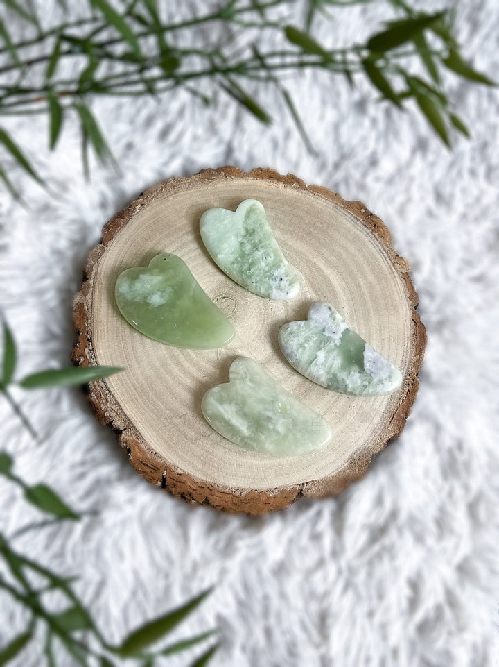 Gua Sha Schaber - Rosenquarz oder Jade Serpentin - SoulGlow - Aura, balance, Beauty
